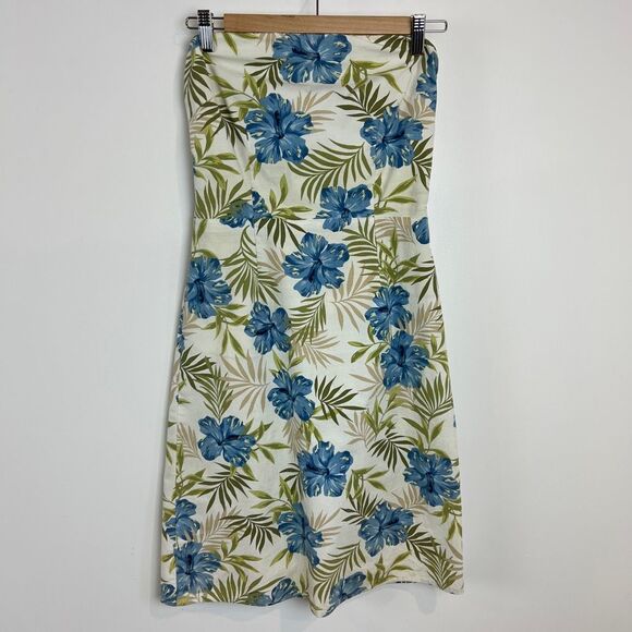 Y2K Peep Studio Juniors Size 3 White Blue Floral Strapless Summer Dress USA VTG - Picture 14 of 14